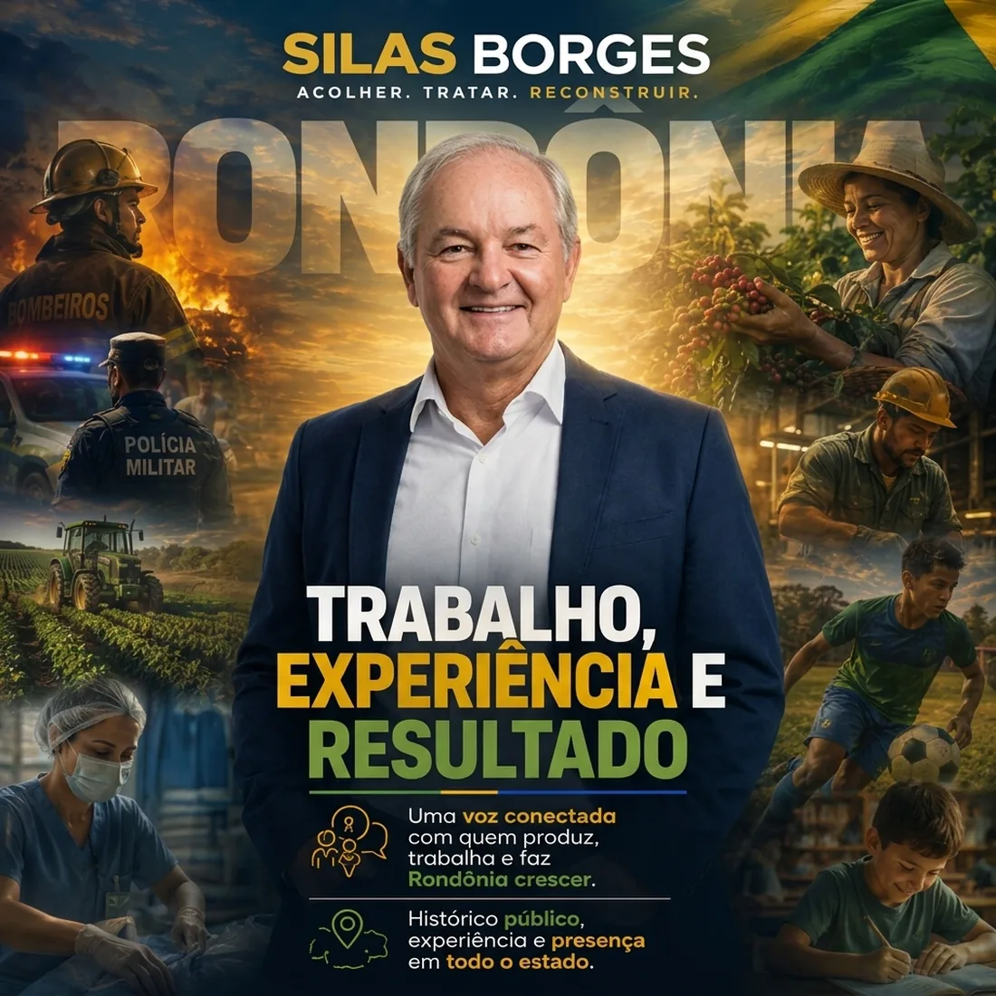 Peça de campanha de Silas Borges — identidade visual oficial
